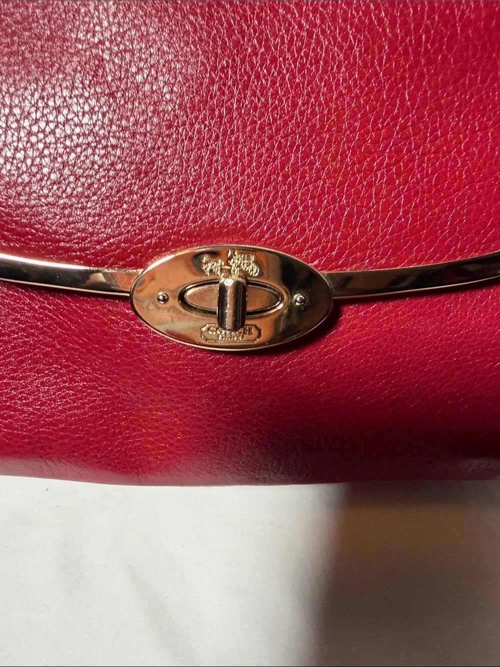 Coach Red Pebbled Leather Top-Handle Satchel with Gold Hardware - Picture 3 of 14